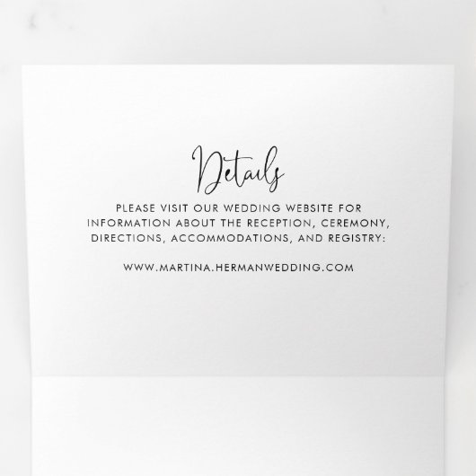 Calligrafie Elegant Script Wedding Drieluik Uitnodiging (Binnenzijde eerst)