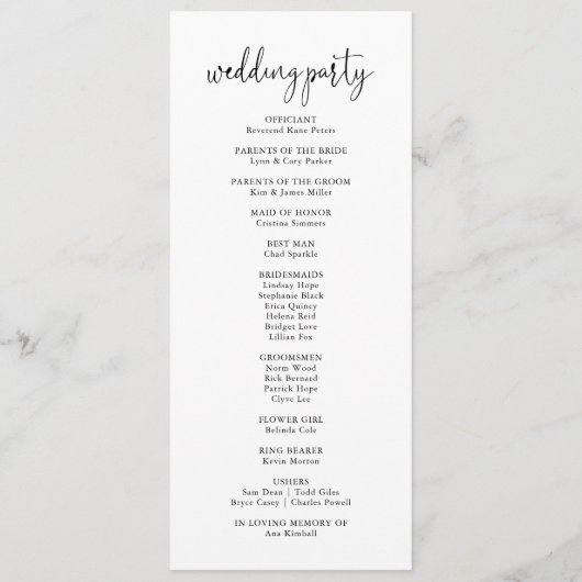 Calligrafie Elegant Script Wedding Program Programmakaart (Achterkant)