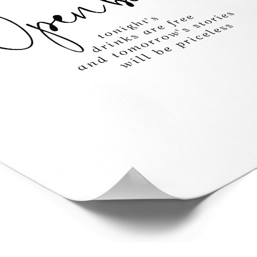 Calligrafie Elegant Script Weduwen Open Bar Poster (Hoek)