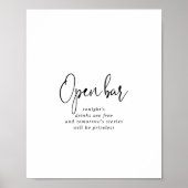 Calligrafie Elegant Script Weduwen Open Bar Poster (Voorkant)