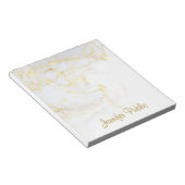 Calligrafie Elegant Sjabloon Gold White Marble Notitieblok (Schuin)