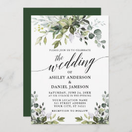 Calligrafie Elegant Waterverf Greenery Wedding Kaart