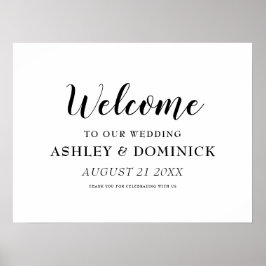Calligrafie Elegant Welkom Rustic Wedding Sign Poster