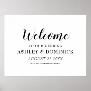 Calligrafie Elegant Welkom Rustic Wedding Sign Poster