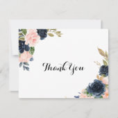 Calligrafie Elegant Winter Floral Flat Wedding Bedankkaart (Voorkant)