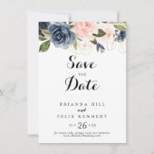 Calligrafie Elegant Winter Floral Wedding Save The Date (Voorkant)