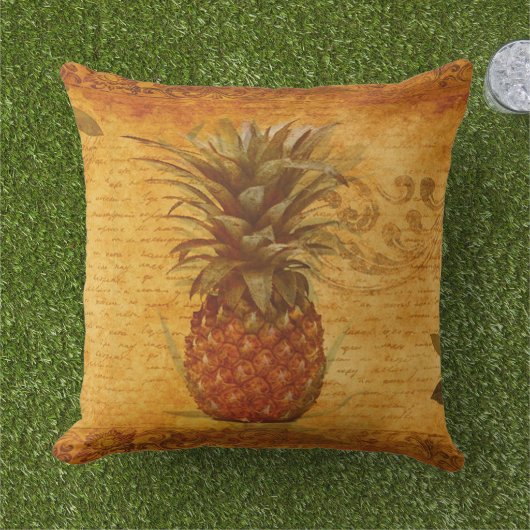 Calligrafie en  ananas buitenkussen (Gras)
