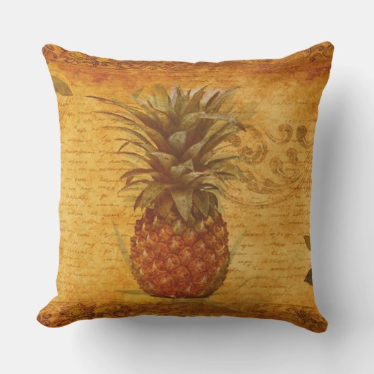 Calligrafie en ananas buitenkussen (Voorkant)