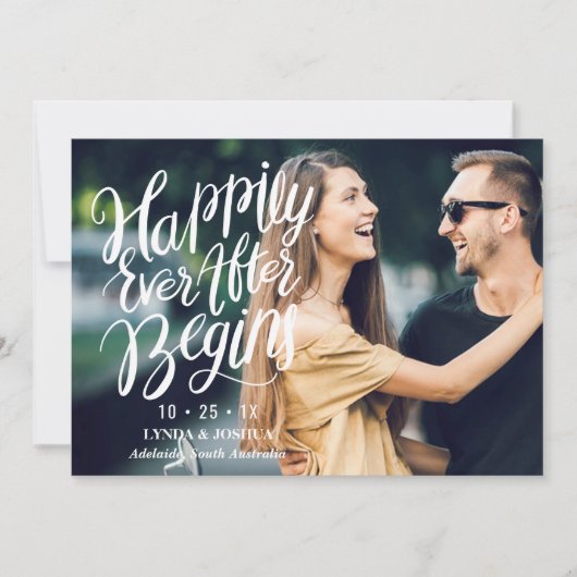 Calligrafie en fotobruiloft besparen de datumkaart save the date (Voorkant)