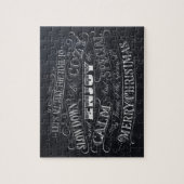 Calligrafie en kalkhoudende kerst-kalkbordkalk legpuzzel (Verticaal)