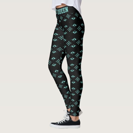 Calligrafie en stijlvol Turquoise Diamond Pattern Leggings (Links)