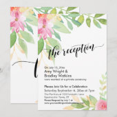 Calligrafie en waterverf bloemen receptie kaart (Voorkant / Achterkant)