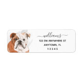 Calligrafie Engels Bulldog Return-adres Etiket (Voorkant)
