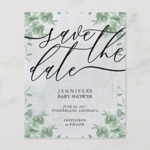 Calligrafie Eucalyptus budget speciale BABY shower Flyer