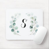 Calligrafie Eucalyptus Foliage Monogram Simple Muismat (Met muis)