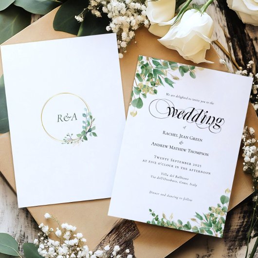 Calligrafie Eucalyptus Gold Monogram Huwelijk