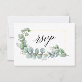 Calligrafie Eucalyptus Greenery Gold Lijst Wedding RSVP Kaartje