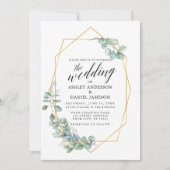 Calligrafie Eucalyptus Photo Weddenschap Gold Kaart (Voorkant)