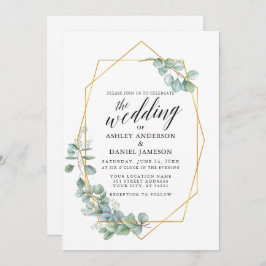 Calligrafie Eucalyptus Photo Weddenschap Gold Kaart