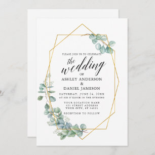 Calligrafie Eucalyptus Photo Weddenschap Gold Kaart
