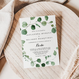Calligrafie Eucalyptus Spaans huwelijk Kaart