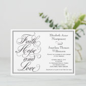 Calligrafie Faith Hope Love Wedding Invitation Kaart (Staand voorkant)