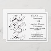 Calligrafie Faith Hope Love Wedding Invitation Kaart (Voorkant / Achterkant)
