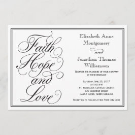 Calligrafie Faith Hope Love Wedding Invitation Kaart