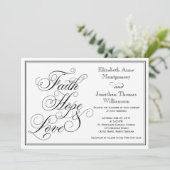 Calligrafie Faith Hope Love Wedding Invitation Kaart (Staand voorkant)