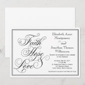 Calligrafie Faith Hope Love Wedding Invitation Kaart (Voorkant / Achterkant)