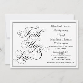 Calligrafie Faith Hope Love Wedding Invitation Kaart
