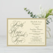 Calligrafie Faith Hope Love Wedding Invitation Kaart (Staand voorkant)