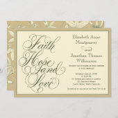 Calligrafie Faith Hope Love Wedding Invitation Kaart (Voorkant / Achterkant)