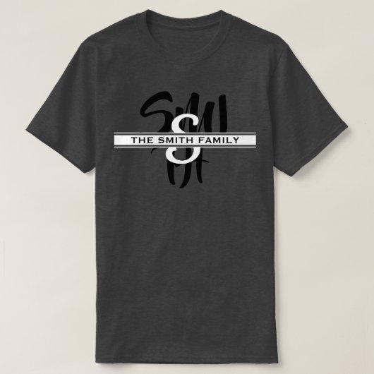 Calligrafie Familie reunion Monogram grijs T-Shirt (Design voorkant)