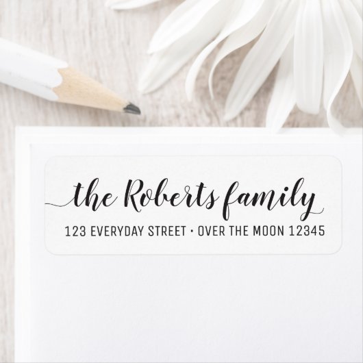 Calligrafie Familienaam Eenvoudig modern rechthoek Etiket (Insitu)