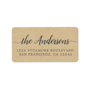 Calligrafie Familienaam Kraft Paper Return Address Etiket