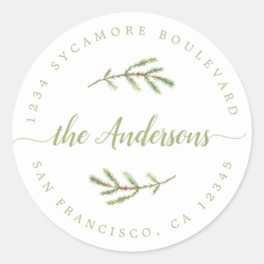 Calligrafie Familienaam Retouradres Ronde Sticker (Voorkant)