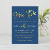 Calligrafie Faux Gold Foil Wedding Invitation Kaart (Staand voorkant)