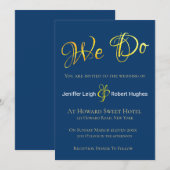 Calligrafie Faux Gold Foil Wedding Invitation Kaart (Voorkant / Achterkant)