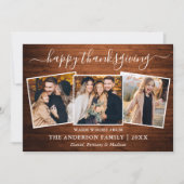 Calligrafie Fijne Thanksgiving Hout 3 Foto Feestdagenkaart (Voorkant)