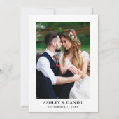 Calligrafie Floral Burgundy Blue Photo Wedding Kaart (Achterkant)