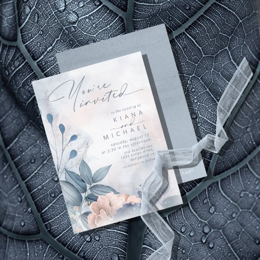 Calligrafie Floral Dusty Blue ID771