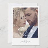 Calligrafie Floral Dusty Blue ID771 Save The Date (Voorkant)