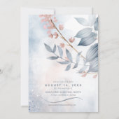 Calligrafie Floral Dusty Blue ID771 Save The Date (Achterkant)