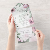 Calligrafie Floral Mauve ID771 All In One Uitnodiging (Afscheurbaar)