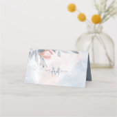 Calligrafie Floral Monogram Dusty Blue ID771 Plaatskaartje (Achterkant)