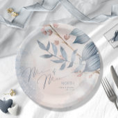 Calligrafie Floral Mr. en Mrs Dusty Blue ID771 Papieren Bordje