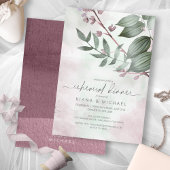 Calligrafie Floral Rehearsal Dinner Mauve ID771 Kaart