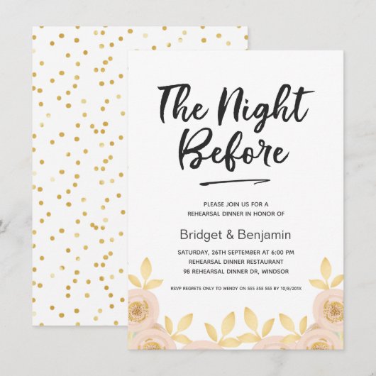 Calligrafie Floral repetitie Kaart (Voorkant / Achterkant)