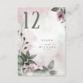 Calligrafie Floral Table Number Mauve ID771 Kaart (Voorkant)